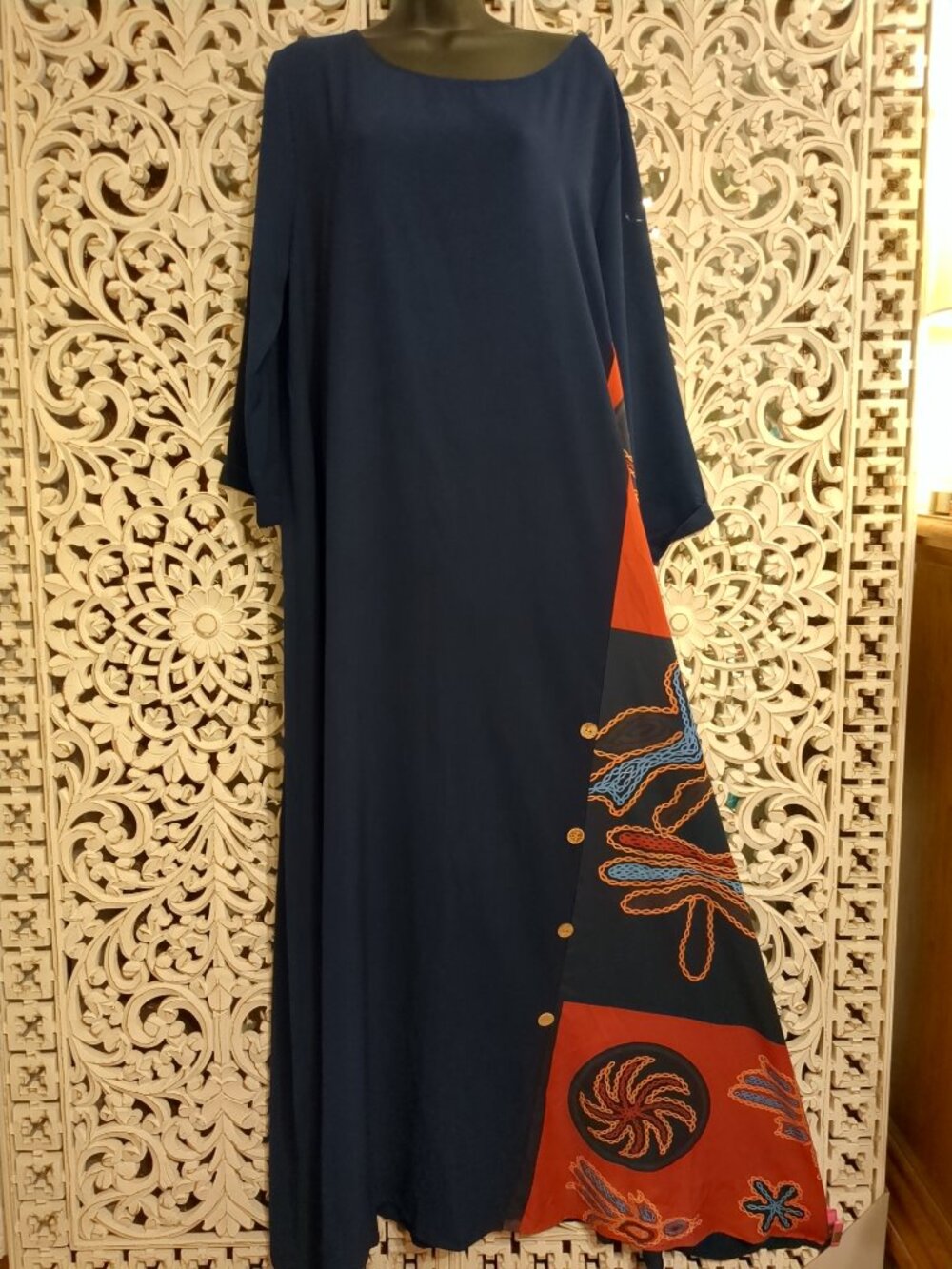 π’πβππ’ P2P 22" Navy Maxi Dress with Decorative Nautical Print Panel - Picture 4 of 12